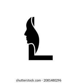 letter L woman face vector template logo beauty salon 