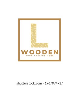 Letter L with Wooden Texture and Square Shape Logo. Usable for Business, Architecture, Real Estate, Construction and Building Logos