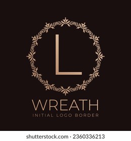 letra L wreats borde inicial diseño de logotipo vintage