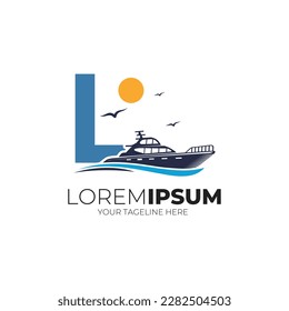 Letter L Yacht Logo Design Vector Illustration