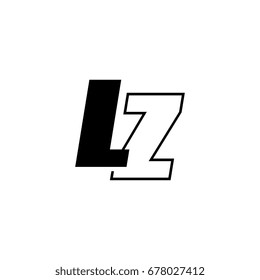 letter L and Z logo overlapping black negative