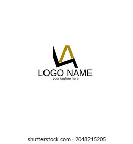 Letter LA unique logo, monogram elegan, logo type minimalis, black yellow color vector