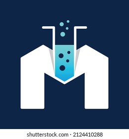 Diseño de logotipo creativo de vidrio de laboratorio de letras