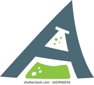 letter A with lab glass inside vector design