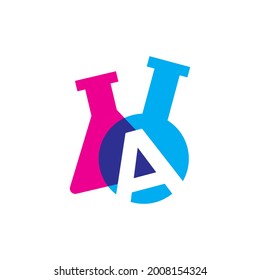 a letter lab laboratory glassware beaker logo vector icon illustration