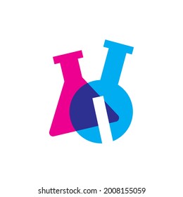 i letter lab laboratory glassware beaker logo vector icon illustration