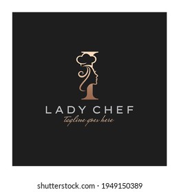 Letra I Lady Chef, vector de diseño del logotipo inicial del Coco de belleza