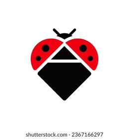 letter a and ladybug modern logo designs