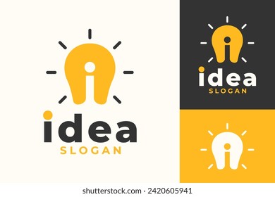 Letter I Lamp Bulb Logo Design Idea