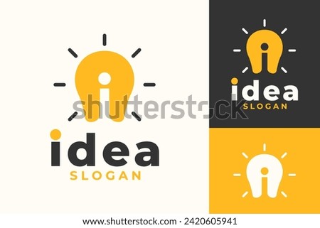 Letter I Lamp Bulb Logo Design Idea