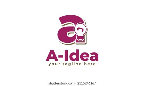 Letter a and lamp logo design. vector