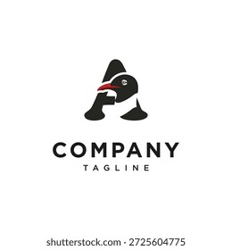 Letra A Logotipo vetorial de ícone de gaivota risonha