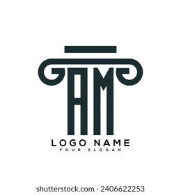 AM Letter LAW Logo Design Vector Image