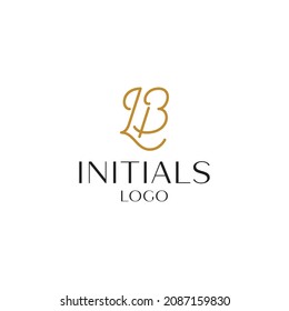 Letter LB, BL logo design with classic hand drawn vector graphic