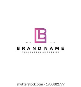 plantilla vectorial de diseño de logotipo LB de carta