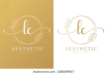 Letter LC Beauty Logo with Flourish Ornament