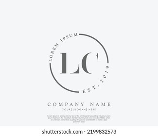 Letter LC Initial handwriting logo with signature and hand drawn style.