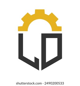 Letra LD Gear Logo Diseño para Centro de Servicio, Reparación, Fábrica, Industrial, Digital y Negocios Mecánicos