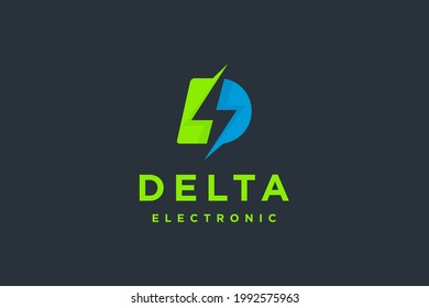 Letter LD with lighting bolt logo design vector illustration. Letter LD lightning suitable for electrical company logos.