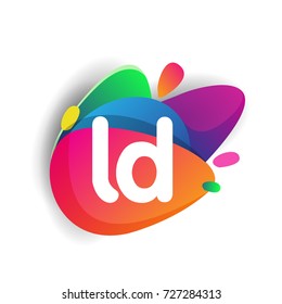 Letter LD logo with colorful splash background, letter combination logo design for creative industry, web, business and company.