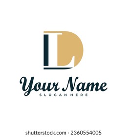 Vector de diseño del logotipo LD de la letra. Concepto de diseño del logotipo de Luxury LD