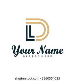 Vector de diseño del logotipo LD de la letra. Concepto de diseño del logotipo de Luxury LD