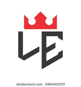 Letter LE Crown Logo. Crown on Letter LE Logo Design Template