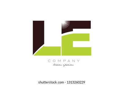 letter le l e alphabet combination logo icon design with green and brown color suitable for a company or business