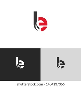 Letter le linked lowercase logo design template elements. Red letter Isolated on black white grey background. Suitable for business, consulting group company.