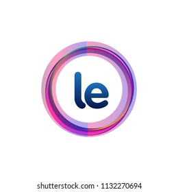 Letter LE logo with colorful circle, letter combination logo design with ring, circle object for creative industry, web, business and company.