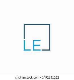 Letter LE Logo design with square frame line art. business consulting concept. studio,room,group icon. Suitable for business, consulting group company. - vector