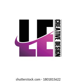 Letter LE simple monogram logo design vector