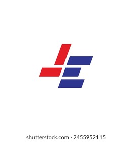 letter le stripes run colorful logo vector 