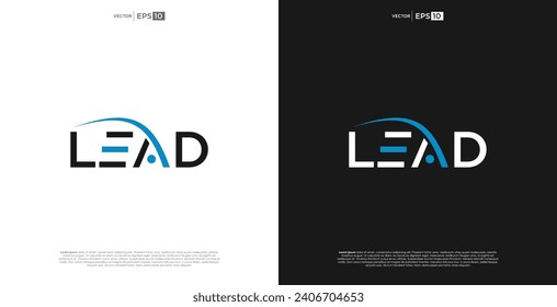 letra LEAD vectorial wordmark typography.Un sofisticado logo de marca de texto que representa el prestigio y la exclusividad de la élite.