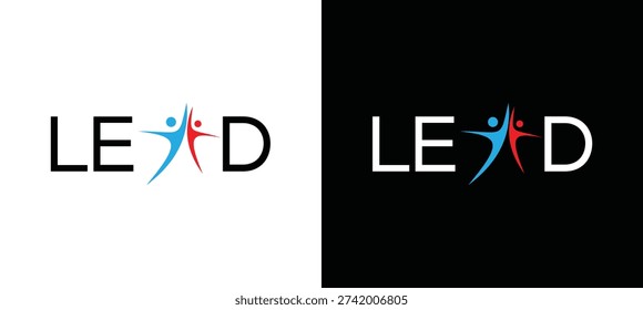 Letter LEAD vector wordmark logo typography.A sophisticated wordmark logo embodying elite leadership, representing prestige and exclusivity.