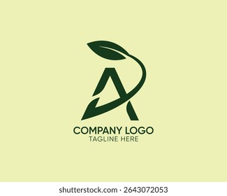 letter a leaf abstract logo, letter a leaf floral logo, letter a plant agri logo