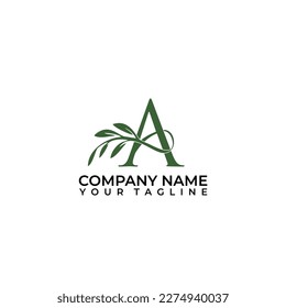 Letter A with leaf Beauty vector logo design of initial wedding, fashion, boutique, floral and botanical logotype template