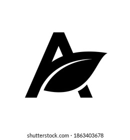 letter A a leaf black logo