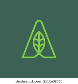 Buchstabe a mit Blatt Boho Konzept Linie Logo Design Vektor