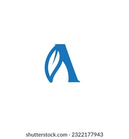 Logo de la combinación de letra A y hoja 