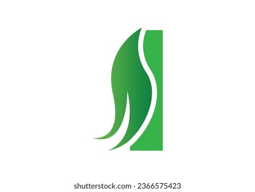 letter I with leaf concepts, I logo template, letter I icon, nature logo template