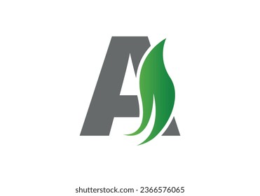 Letter A with leaf concepts, A logo template, letter A icon, nature logo template