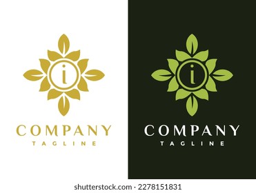 Letter I with leaf frame, suitable for the company's initial symbol.