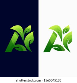 letter a leaf green water