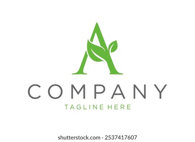 Letter A leaf growth logo icon design symbol template