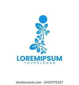 letter I leaf icon logo design 