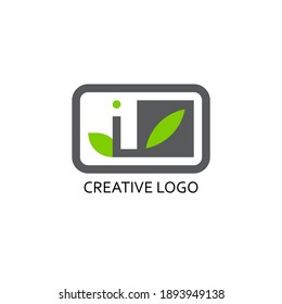 i letter and leaf illustration for logo company. a modern vector design