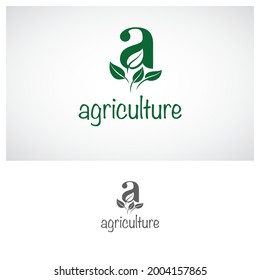 Letter a leaf initial logo design vector template for plantation company or business.