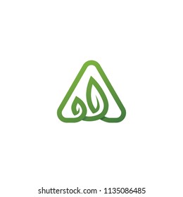 A letter leaf initial nature line art outline monoline logo vector icon
