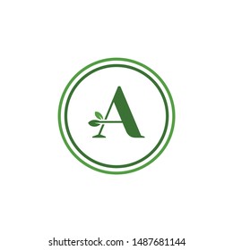 letter A with leaf inside ready to use